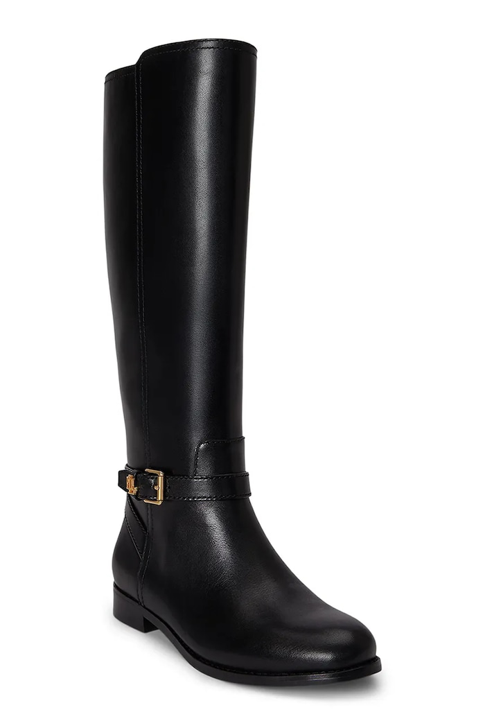Lauren Ralph Lauren ботуши под коляното дамски от кожа Brooke Tll 2 802974383004.001 черен AW26
