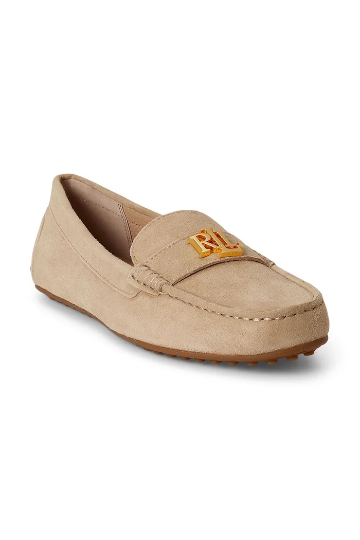 Lauren Ralph Lauren μοκασίνια γυναικεία σουέτ Barnsbury 802821629035.270 μπεζ AW26
