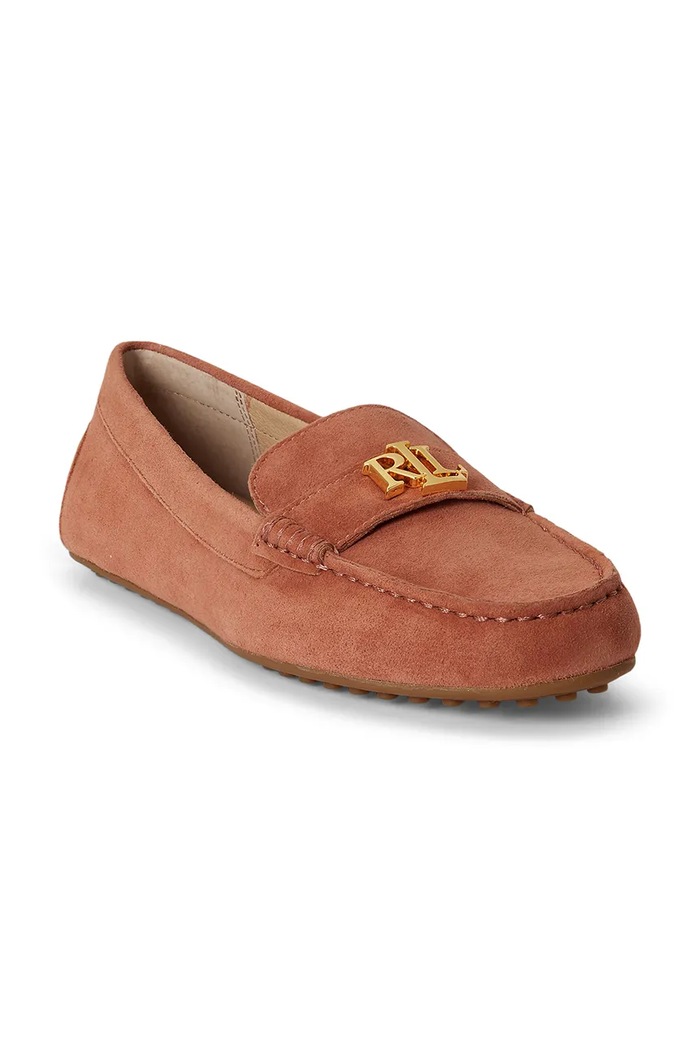 Lauren Ralph Lauren mokasyny damskie zamszowe Barnsbury 802821629033.600 pomarańczowy AW26