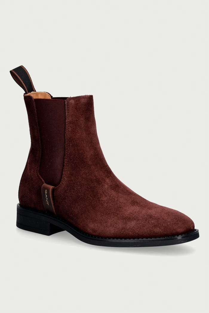 Gant Боти челси дамски от велур Fayy бордо 33553426.G550