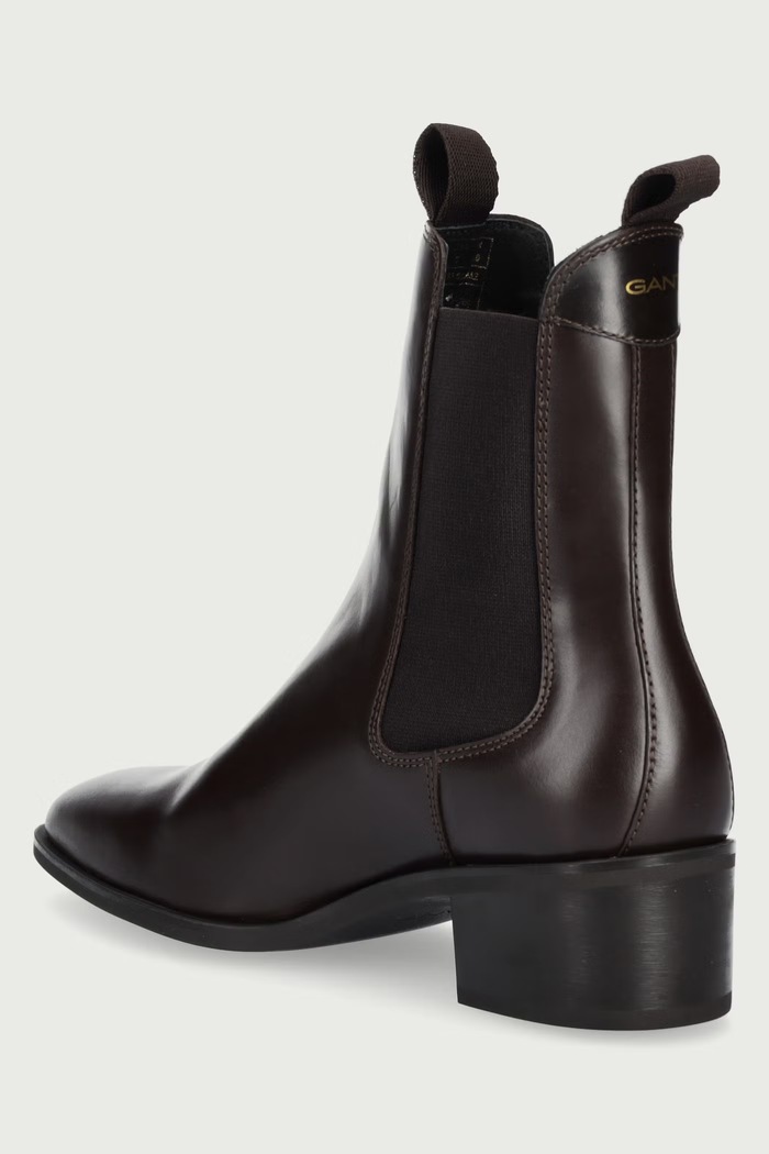 Обувки Gant Боти челси с дебел ток дамски от кожа St Broomly 33551452.G46 кафяв