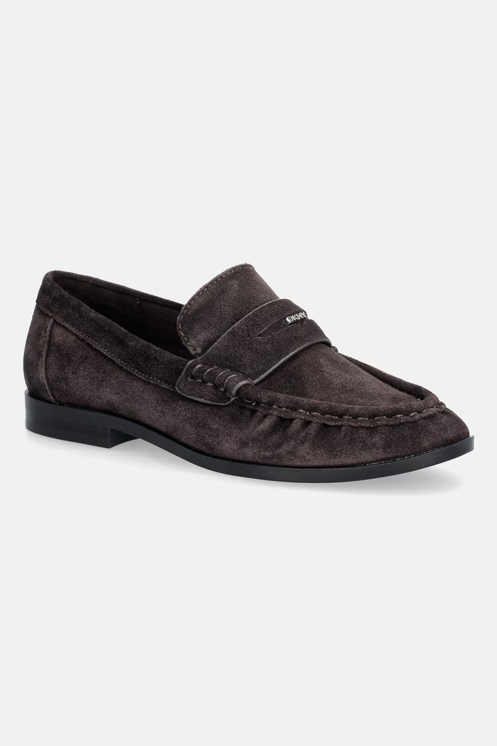 DKNY лоуфъри дамски от велур DAWES кафяв K3670413.BRN