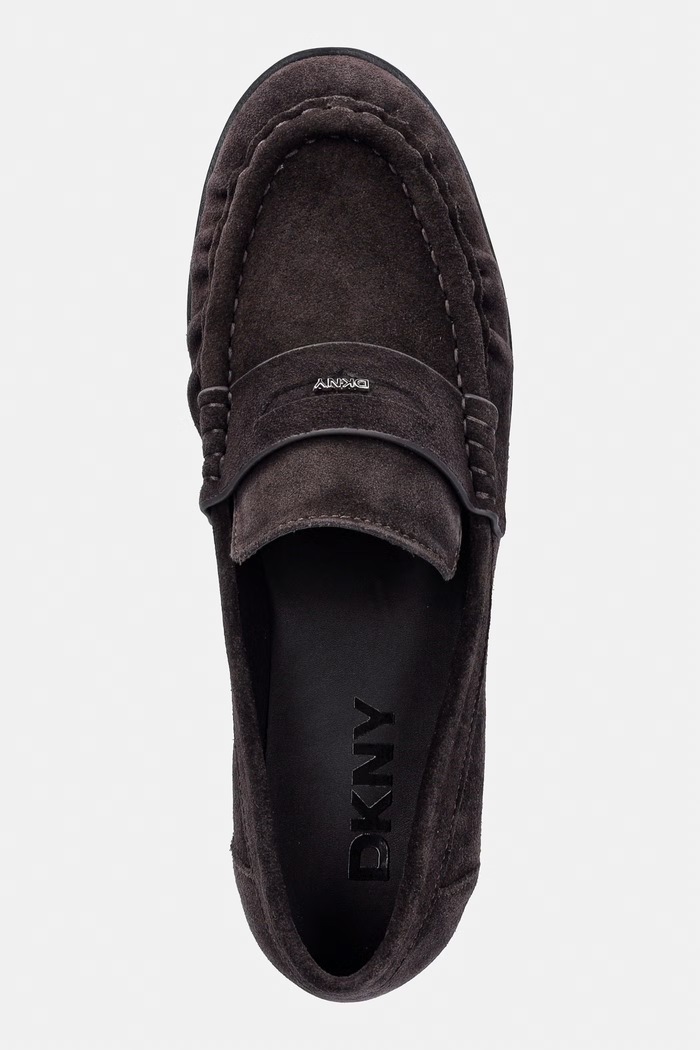 DKNY лоуфъри дамски от велур DAWES кафяв K3670413.BRN