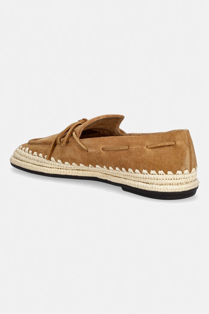 Obuwie Tory Burch espadryle damskie zamszowe The Raffia Boaty 182358.270 brązowy
