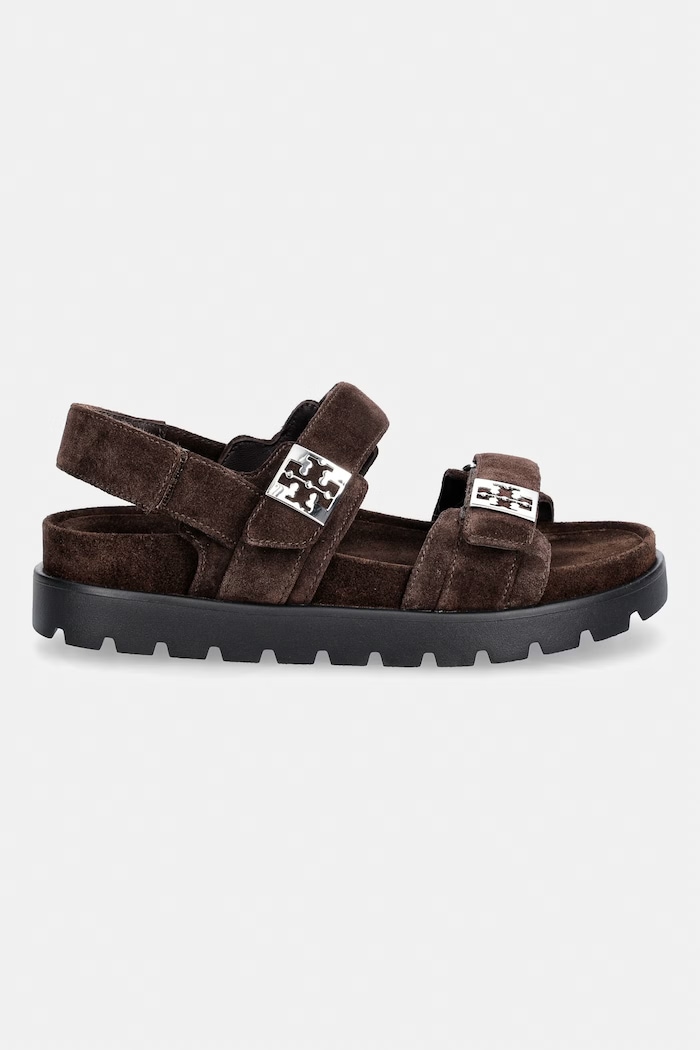 Tory Burch sandale pentru femei, din piele întoarsă Mellow Sport Sandal 180673.201 maro AW26