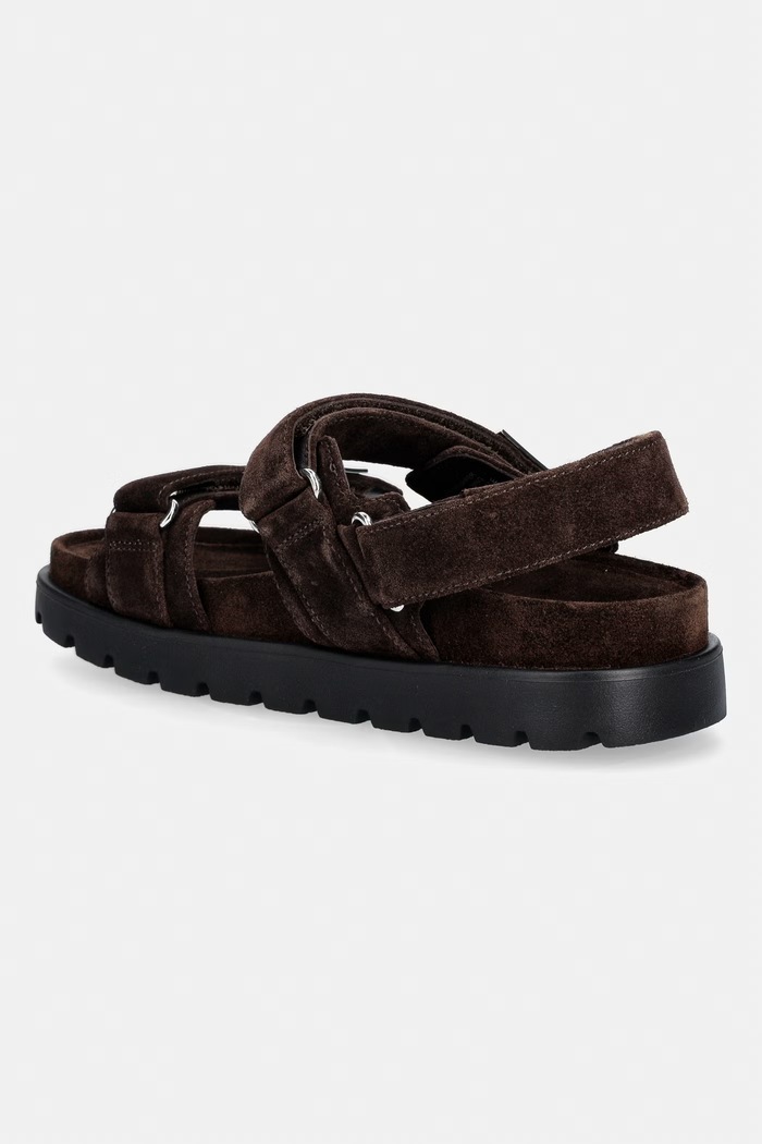 Încălțăminte Tory Burch sandale pentru femei, din piele întoarsă Mellow Sport Sandal 180673.201 maro