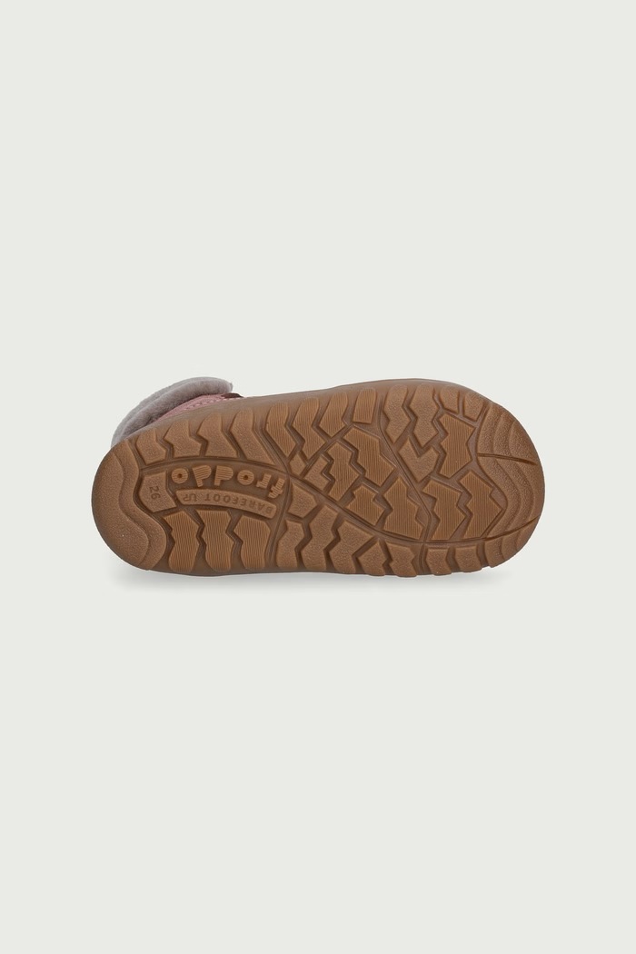 Buty zimowe dziecięce zamszowe BAREFOOT UP FURRY TEX Froddo różowy G3110283.G.25.30