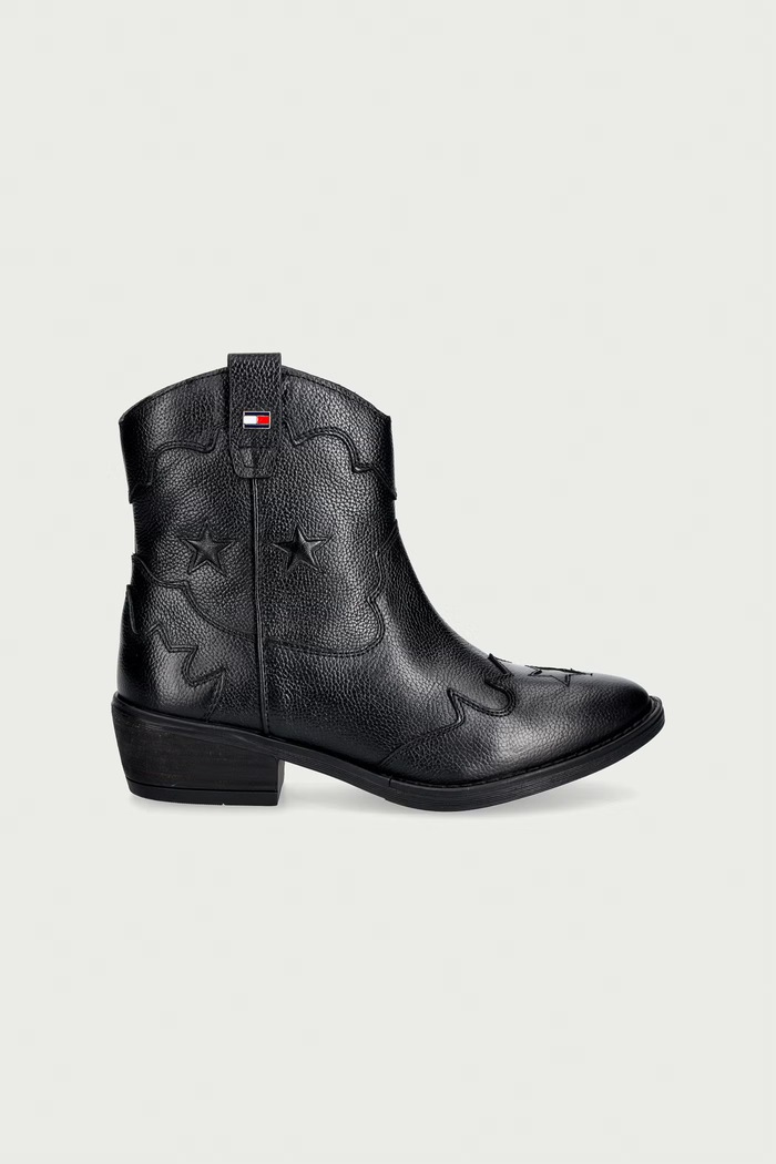 Tommy Hilfiger Kowbojki dziecięce skórzane T3A5.35195.35.40 czarny AW26