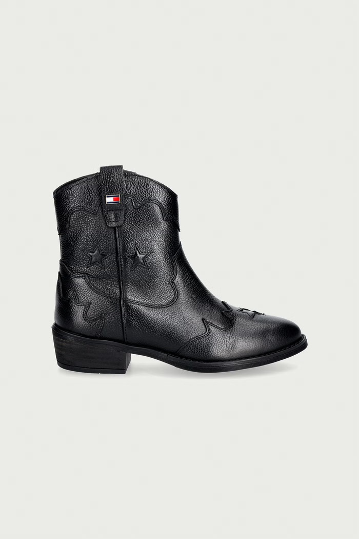 Tommy Hilfiger Kowbojki dziecięce skórzane T3A5.35195.30.34 czarny AW26