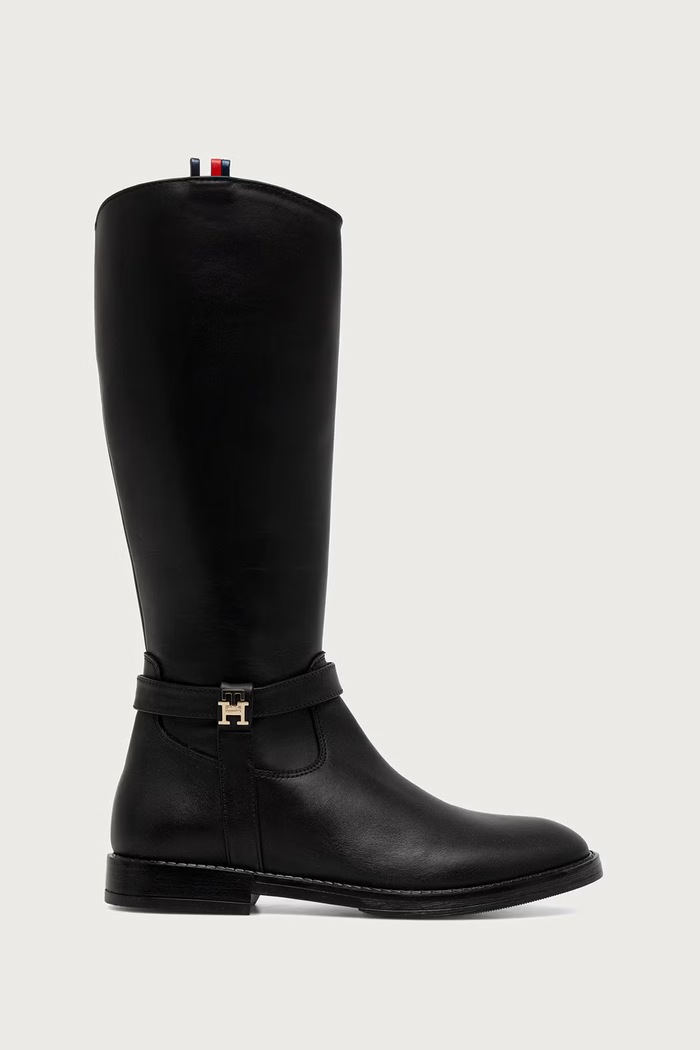 Tommy Hilfiger Kozaki dziecięce skórzane T4A6.35186.35.40 czarny AW26