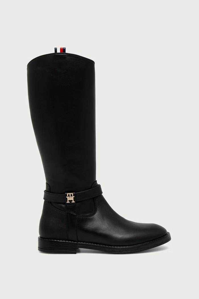 Tommy Hilfiger Kozaki dziecięce skórzane T4A6.35186.30.34 czarny AW26