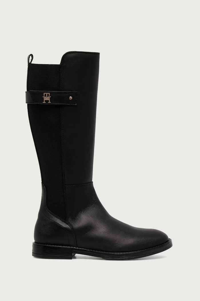 Tommy Hilfiger Kozaki dziecięce skórzane T4A6.35185.35.40 czarny AW26