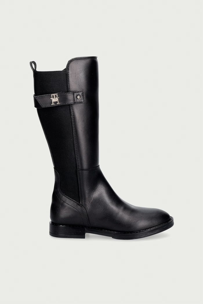 Tommy Hilfiger Kozaki dziecięce skórzane T4A6.35185.30.34 czarny AW26