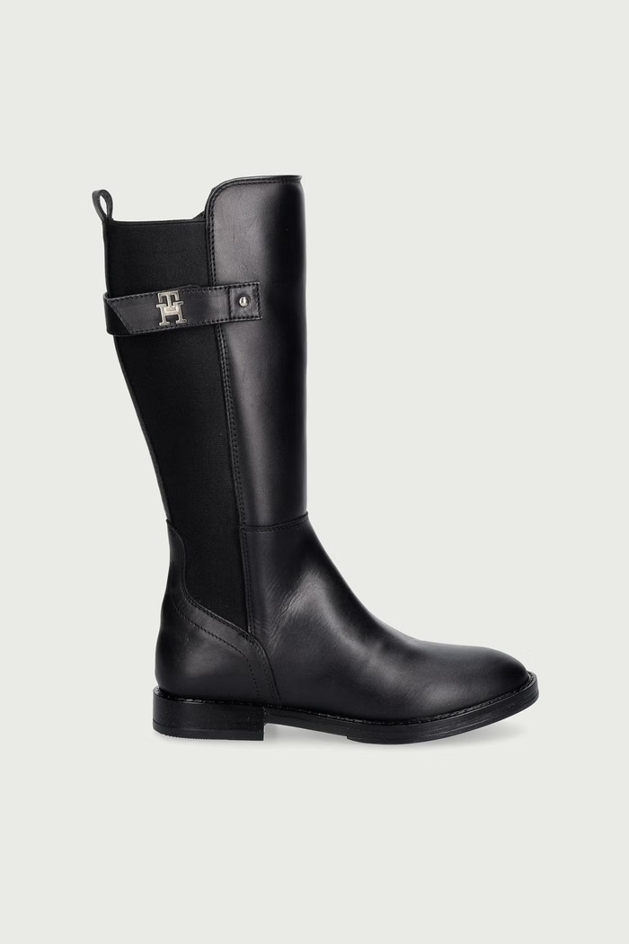 Tommy Hilfiger Ботуши под коляното за деца от кожа T4A6.35185.30.34 черен AW26