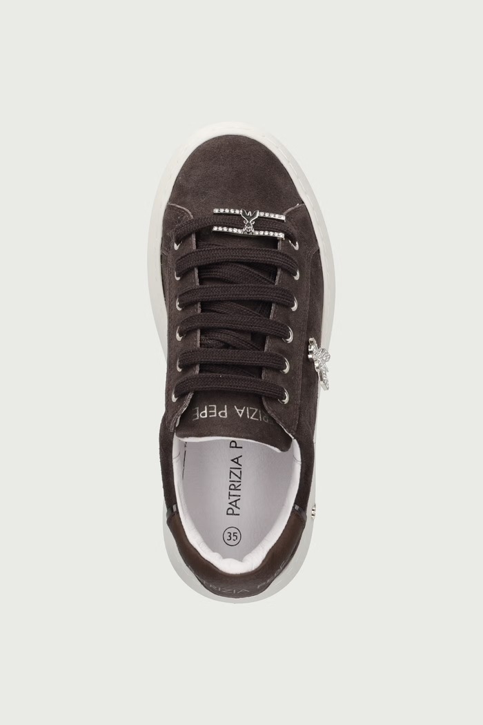 Sneakers detské semišové Patrizia Pepe PPJ418 hnedá