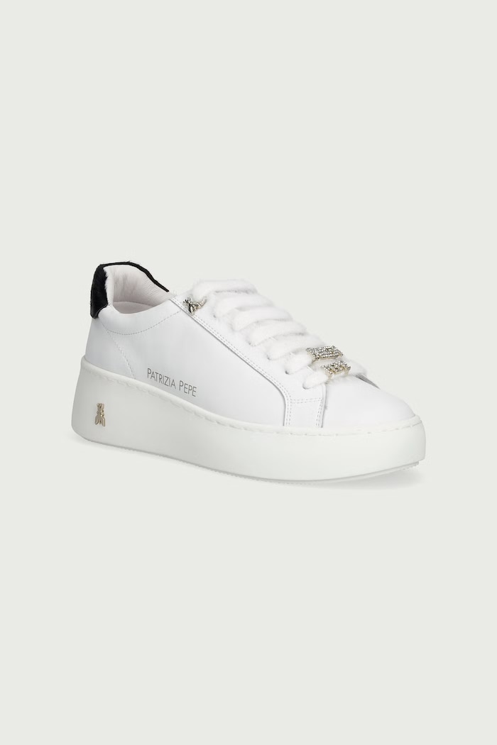 Patrizia Pepe Sneakersy dziecięce skórzane biały PPJ416