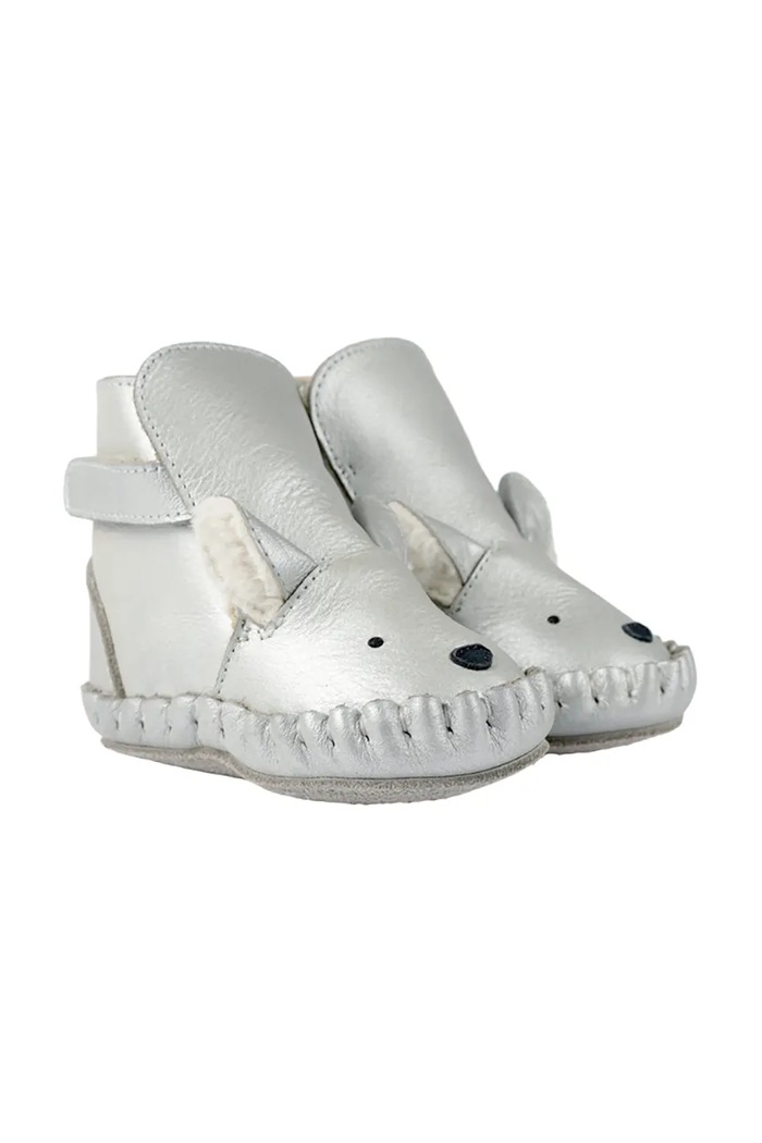Donsje buty niemowlęce skórzane Smikki Booties Polar Fox srebrny 1042602