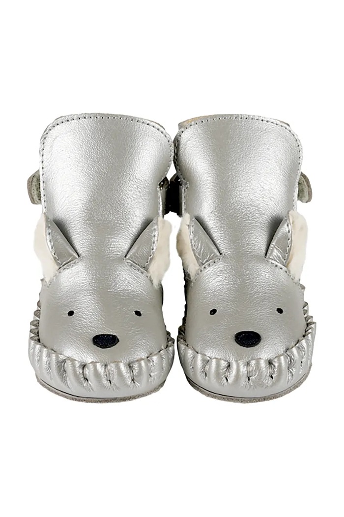 Donsje buty niemowlęce skórzane Smikki Booties Polar Fox 1042602 srebrny AW26