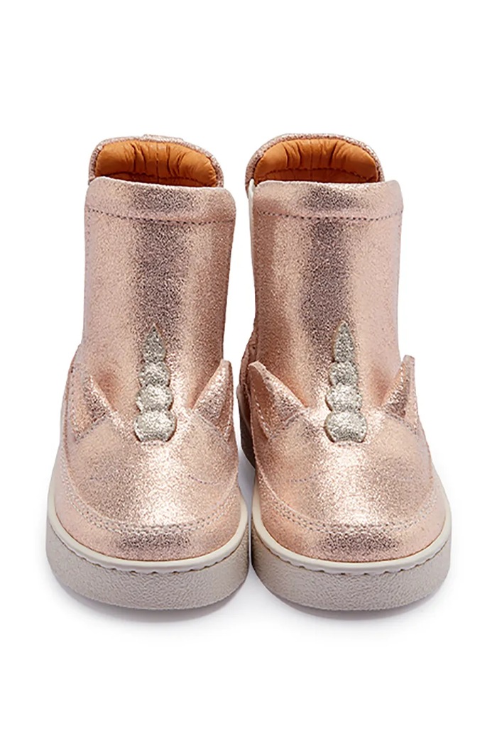 Dziewczynka Donsje sztyblety dziecięce skórzane Kheera Boots Unicorn 1504402 różowy