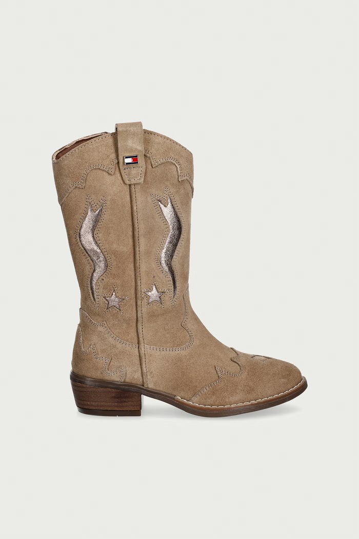 Tommy Hilfiger kowbojki dziecięce zamszowe T3A6.35194.30.34 beżowy AW26