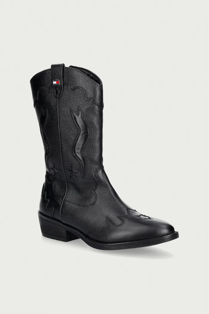 Tommy Hilfiger kowbojki dziecięce skórzane czarny T3A6.35193.35.39
