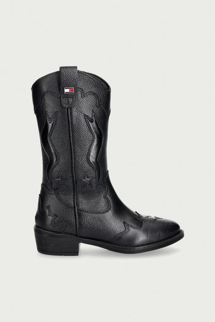 Tommy Hilfiger kowbojki dziecięce skórzane T3A6.35193.30.34 czarny AW26