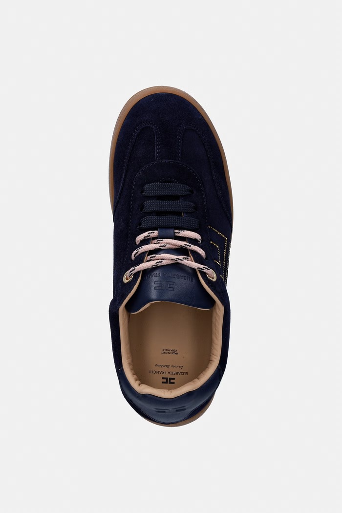 Elisabetta Franchi sneakersy dziecięce zamszowe granatowy F4A9.E0665