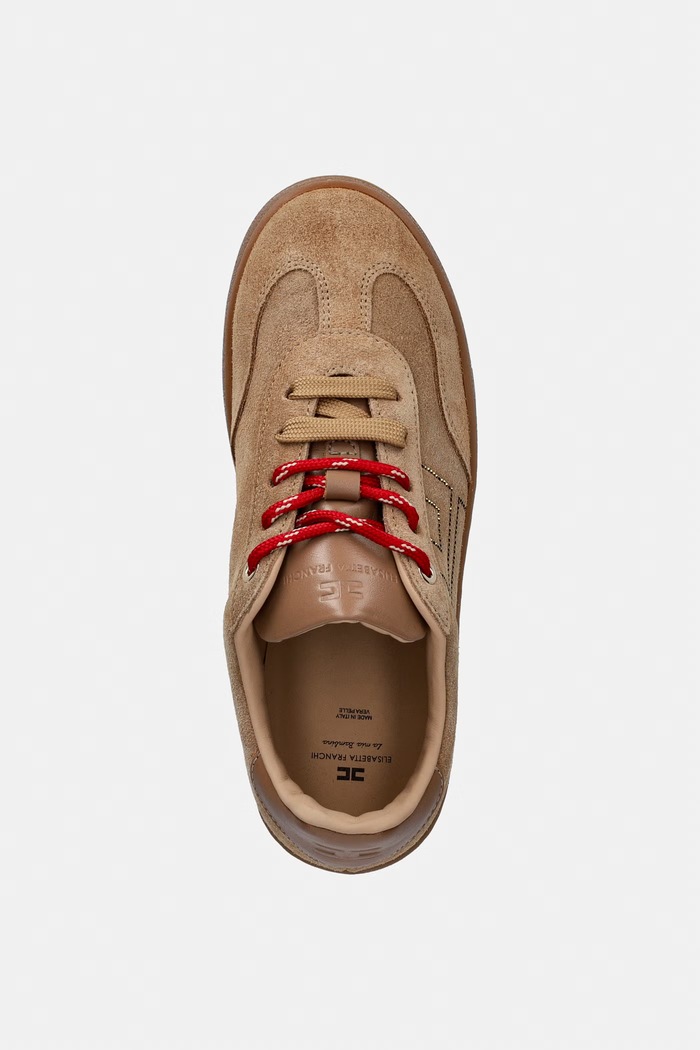 Elisabetta Franchi sneakersy dziecięce zamszowe brązowy F4A9.E0665