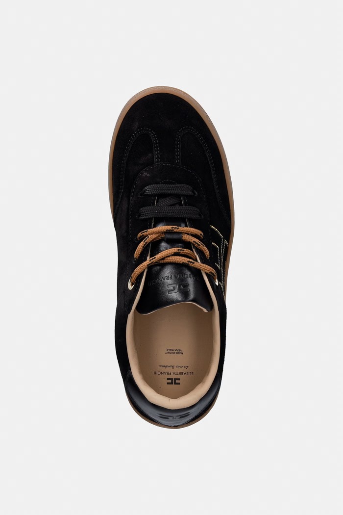 Elisabetta Franchi sneakersy dziecięce zamszowe czarny F4A9.E0665