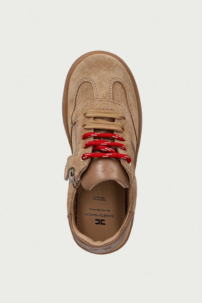 Elisabetta Franchi sneakersy dziecięce zamszowe brązowy F1A9.E0655