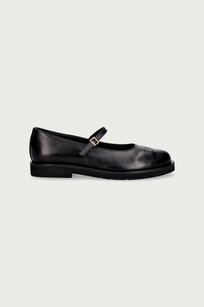 Elisabetta Franchi Baleriny dziecięce skórzane F4A3.E0632 czarny AW26