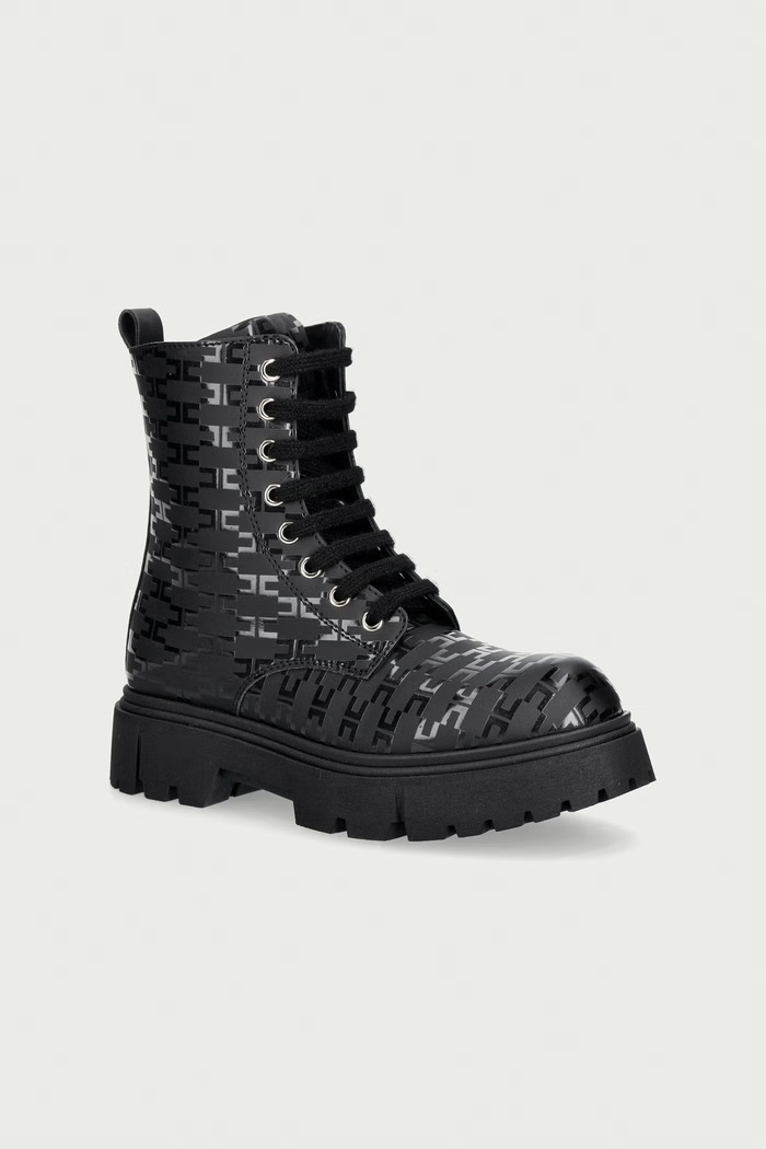 Elisabetta Franchi workery na platformie dziecięce czarny F4A5.E0736