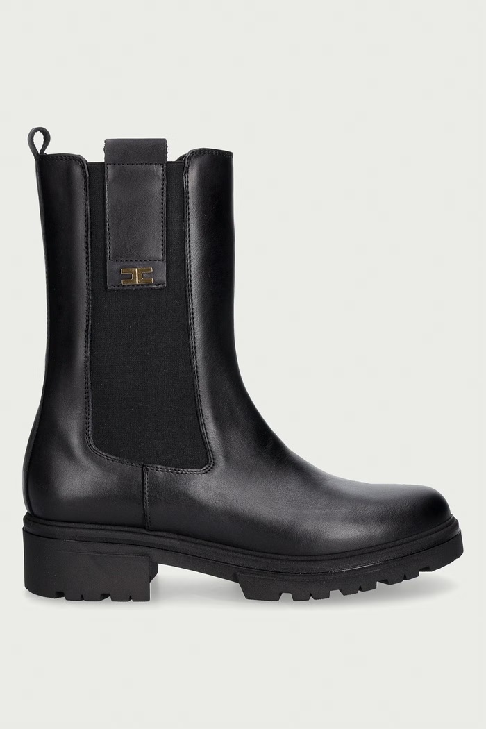 Elisabetta Franchi sztyblety dziecięce skórzane F4A5.E0721 czarny AW26