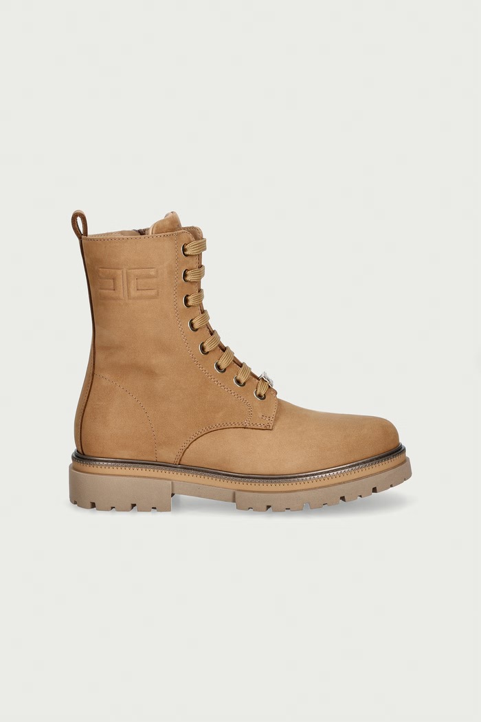 Elisabetta Franchi workery dziecięce nubukowe F4A5.E0705 brązowy AW26