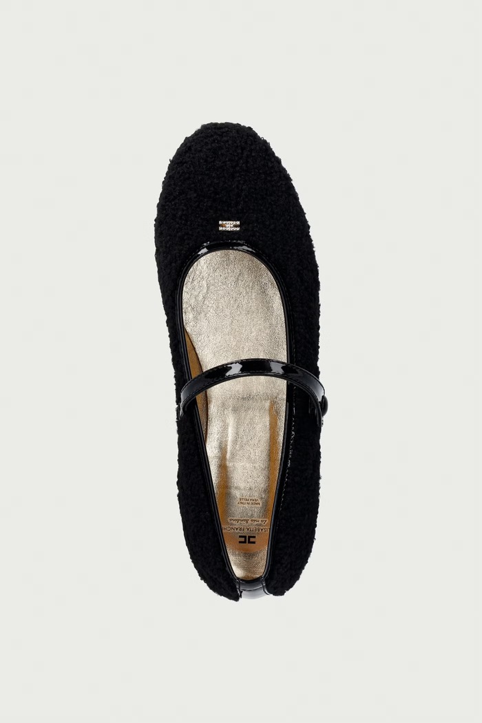 Elisabetta Franchi baleriny damskie czarny F4A3.E0627