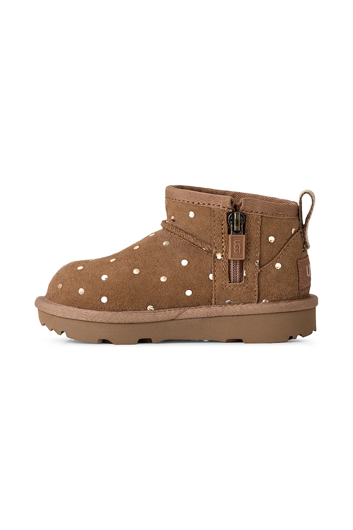 Sneakersy dziecięce zamszowe CLASSIC ULTRA MINSHINY DOTS UGG 1180422T brązowy