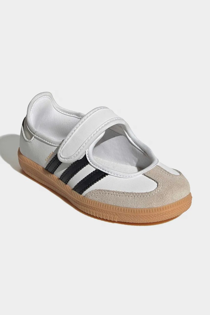 adidas Originals μπαλαρίνες Παιδικές δερμάτινες SAMBA JANE LA3701 λευκό AW26