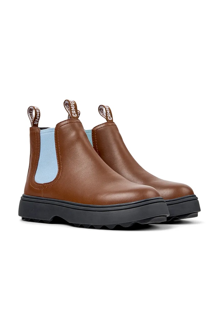 Camper Kotníkové Chelsea boty dětské kožené Norte TWS Kids K900149.28.34.TWS hnědá AW26