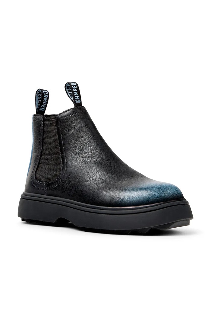 Camper Kotníkové Chelsea boty dětské kožené Norte Kids K900149.030 černá AW26