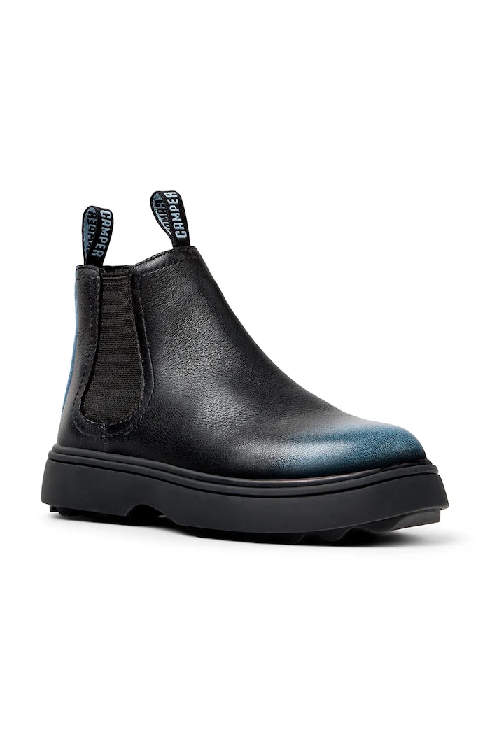 Camper Kotníkové Chelsea boty dětské kožené Norte Kids K900149.030 černá AW26