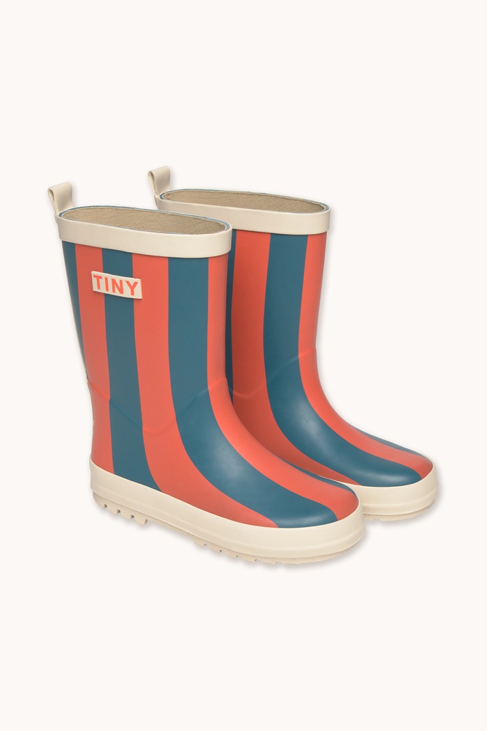 Tinycottons Kalosze dziecięce RED-BLUE STRIPES RAIN BOOT AW26.400 czerwony AW26