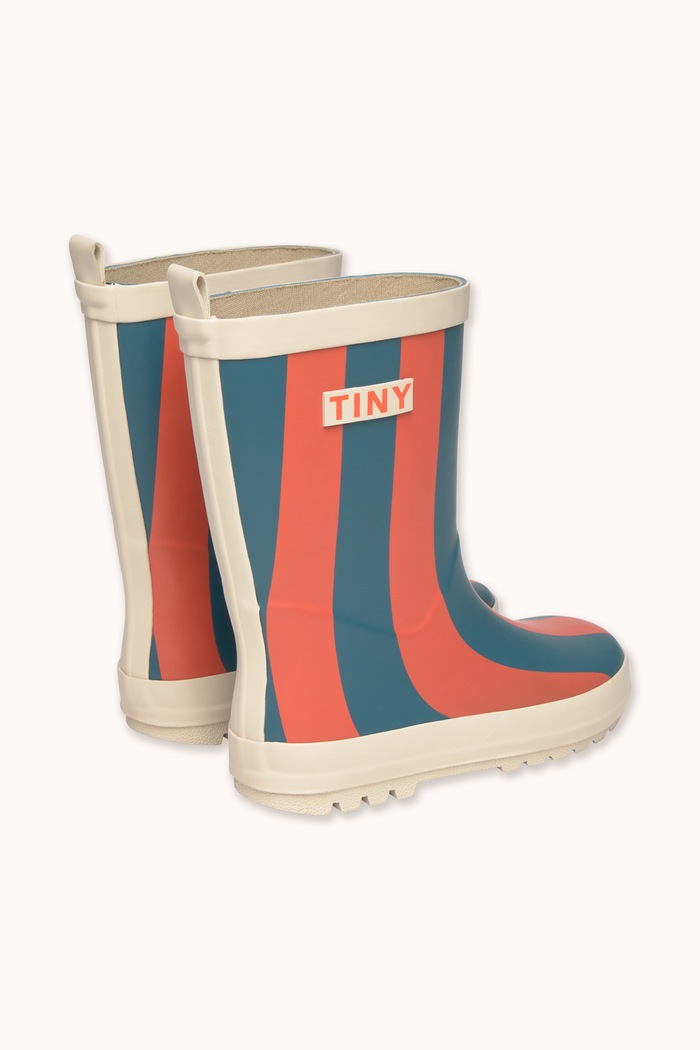 Chłopiec Tinycottons Kalosze dziecięce RED-BLUE STRIPES RAIN BOOT AW26.400 czerwony