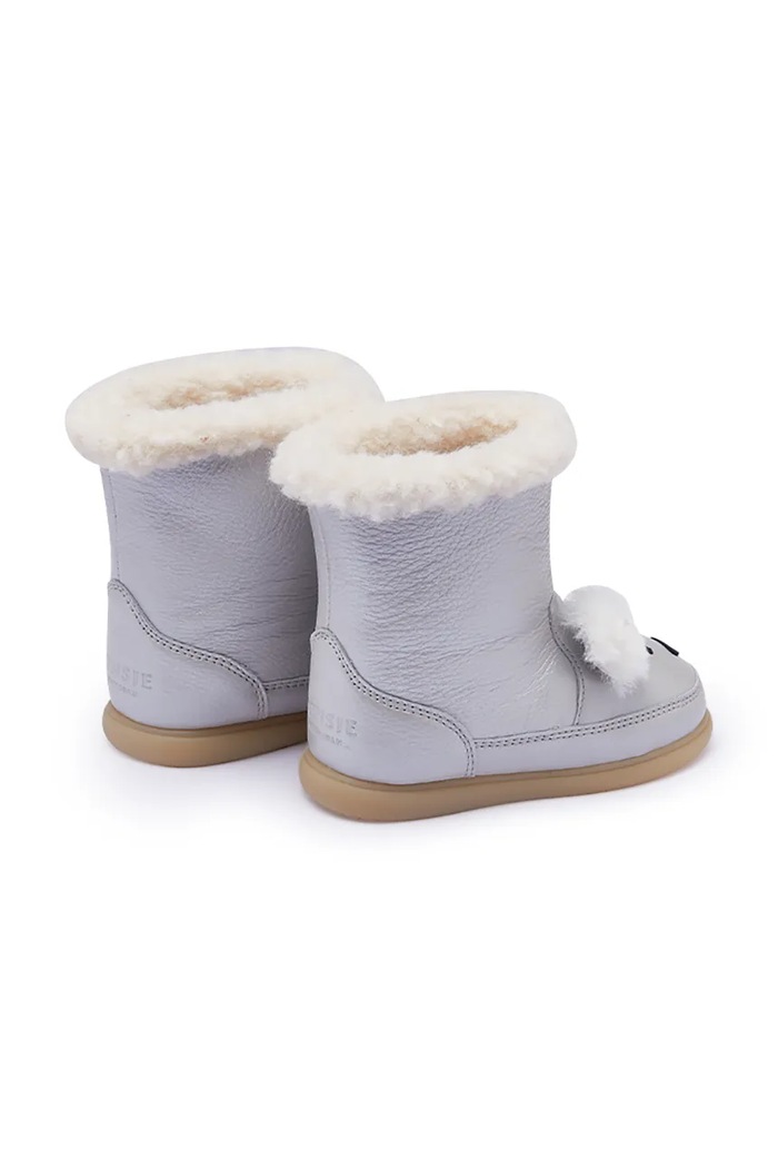 Chłopiec Donsje śniegowce dziecięce skórzane Meloniek Boots Polar Fox 1507002 srebrny