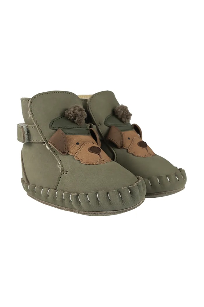 Donsje buty niemowlęce nubukowe Junus Booties Terrier 1041805 zielony AW26