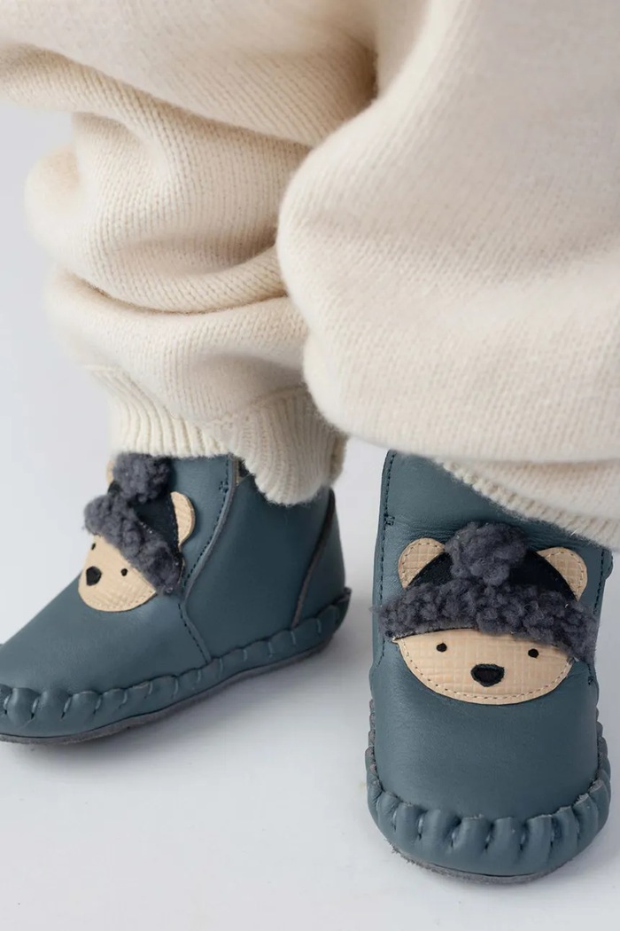 Donsje buty niemowlęce skórzane Junus Booties Polar Bear turkusowy 1041804
