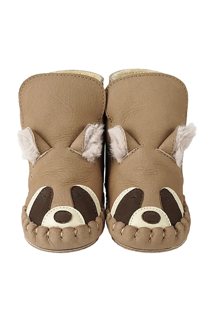 Chłopiec Donsje buty niemowlęce nubukowe Kapi Exclusive Booties Raccoon 1028128 beżowy