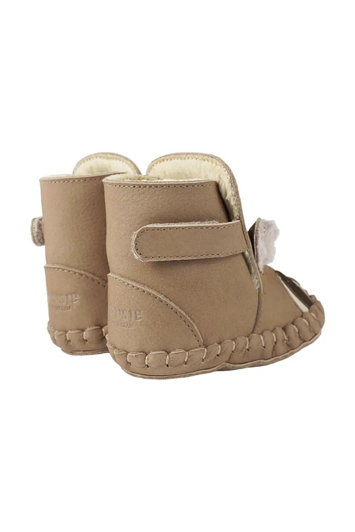 Donsje buty niemowlęce nubukowe Kapi Exclusive Booties Raccoon beżowy 1028128