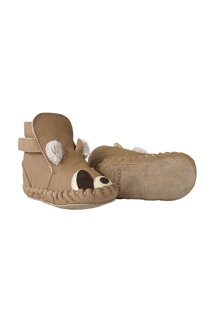 Donsje buty niemowlęce nubukowe Kapi Exclusive Booties Raccoon 1028128 beżowy