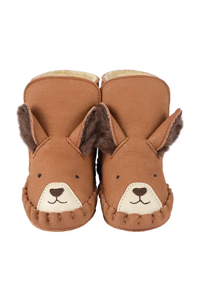 Donsje buty niemowlęce nubukowe Kapi Exclusive Booties Fluffy Squirrel 1028127 brązowy AW26