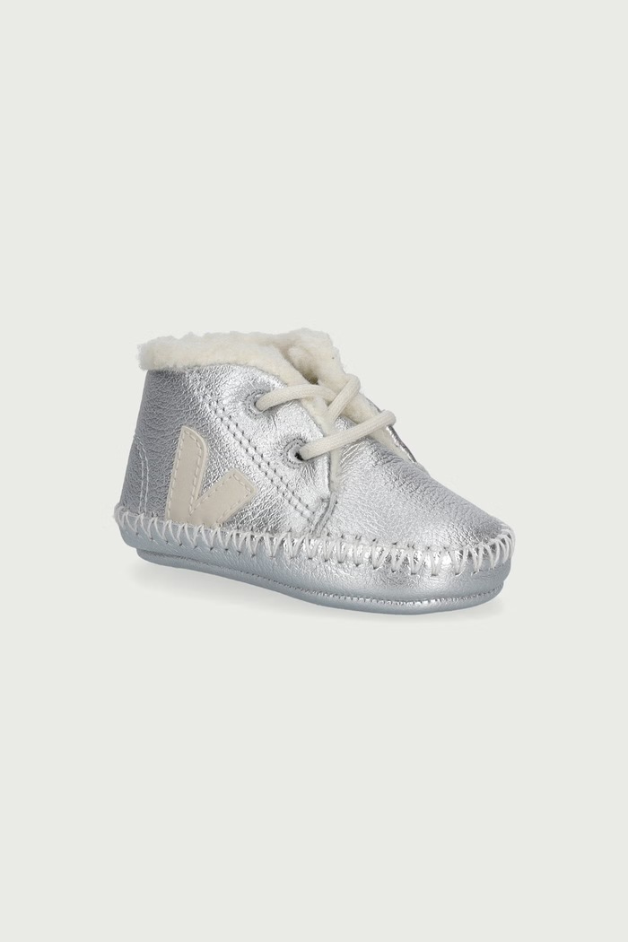 Veja Обувки зимни обувки за бебе от кожа Baby сребърен BA0221788C
